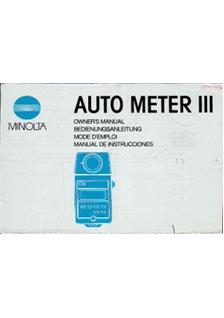 Minolta Auto Meter 3 manual. Camera Instructions.